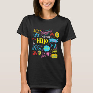 Liefhebber Verschillend Woord Docent Talen Hallo R T-shirt
