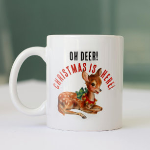 Liefhebber Vintage Rode En Witte Kerst Reindeer Tweekleurige Koffiemok