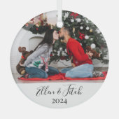 Liefhebbers Afbeelding Aangepaste Naam Gepersonali Glas Ornament (Voorkant)