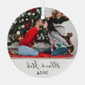 Liefhebbers Afbeelding Aangepaste Naam Gepersonali Glas Ornament (Achterkant)