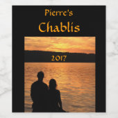 Liefhebbers bij Sunset Lake Wine Label Wijn Etiket (Enkel label)