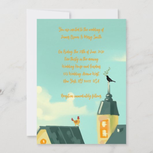 Liefhebbers op de Antenne Charmant dorp bruiloft Kaart (Achterkant)