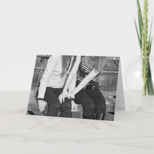 Liefhebbers op een bankje kaart (Voorkant)