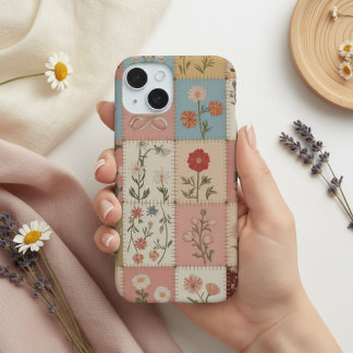 Liefhebbers Patchwork Quilt Bloemige Botanische Ro iPhone 15 Case