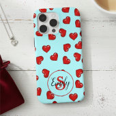 liefhebbers Rode harspatroon op Blue Custom Monogr Case-Mate iPhone Case
