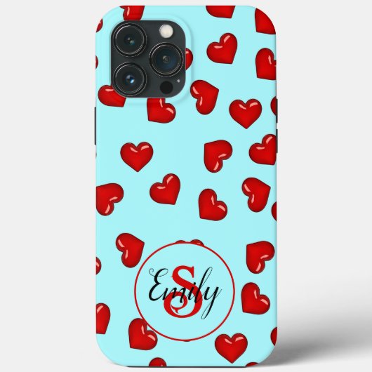 liefhebbers Rode harspatroon op Blue Custom Monogr Case-Mate iPhone Case (Achterkant)