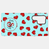 liefhebbers Rode harspatroon op Blue Custom Monogr Samsung Galaxy Hoesje (Achterkant horizontaal)