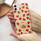 liefhebbers Rood hart op klasbeige aangepaste mono Case-Mate iPhone Case