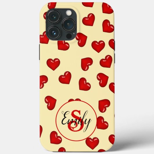 liefhebbers Rood hart op klasbeige aangepaste mono Case-Mate iPhone Case (Achterkant)