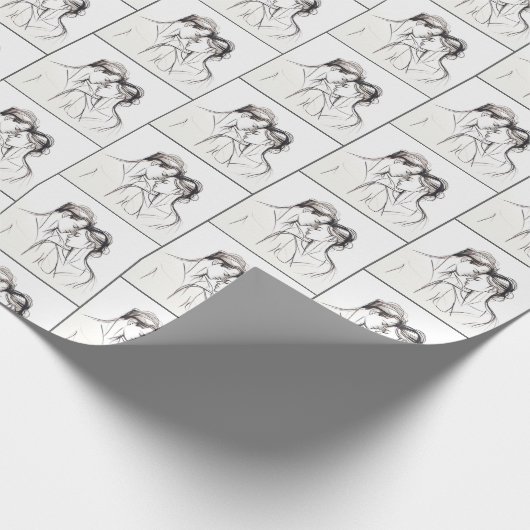 Liefhebbers schetsen op wit cadeaupapier (Hoek)