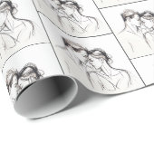 Liefhebbers schetsen op wit cadeaupapier (Rol Hoek)