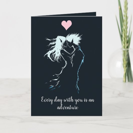 Liefhebbers silhouetten en Hart Valentijnse Kaart (Voorkant)