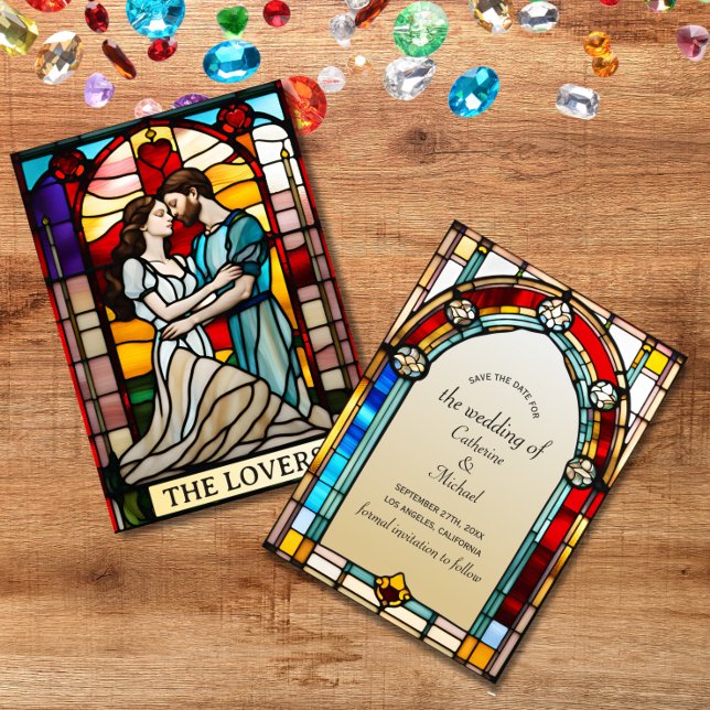 Liefhebbers Tarot Glas in lood stijl Europese brui Kaart