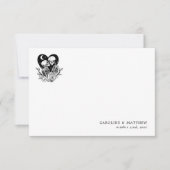 Liefhebbers tot de dood skeletten & Rozen Dank je Kaart (Voorkant)