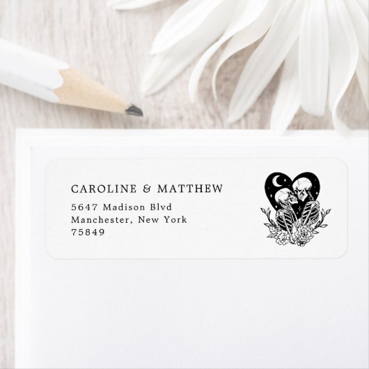 Liefhebbers Tot Dood Skeletten & Rozen Bruiloft Etiket (Insitu)