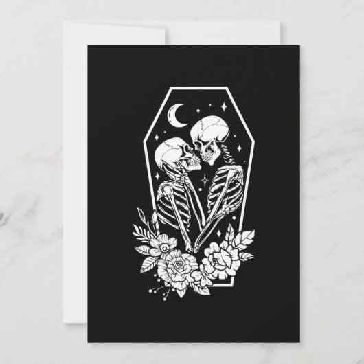 Liefhebbers Tot Dood Skeletten & Rozen Bruiloft Kaart (Achterkant)