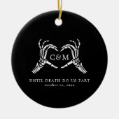 Liefhebbers Tot Dood Skeletten & Rozen Bruiloft Keramisch Ornament (Voorkant)