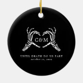 Liefhebbers Tot Dood Skeletten & Rozen Bruiloft Keramisch Ornament (Achterkant)