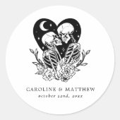 Liefhebbers Tot Dood Skeletten & Rozen Bruiloft Ronde Sticker (Voorkant)
