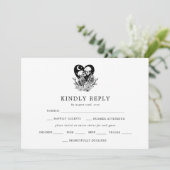 Liefhebbers Tot Dood Skeletten & Rozen Bruiloft RS Kaart (Staand voorkant)