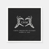 Liefhebbers Tot Dood Skeletten & Rozen Bruiloft Servet (Voorkant)