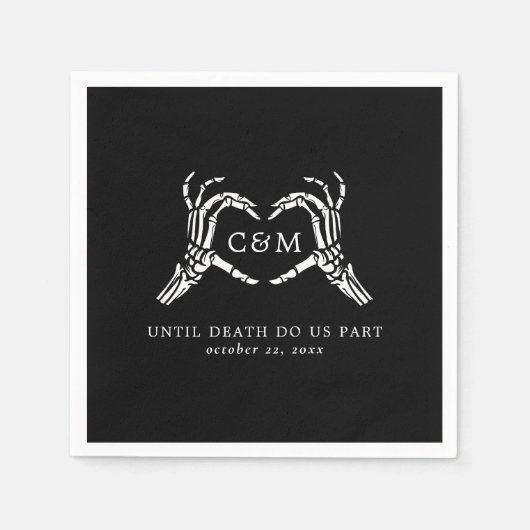 Liefhebbers Tot Dood Skeletten & Rozen Bruiloft Servet (Voorkant)