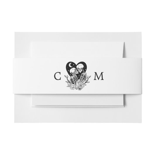 Liefhebbers Tot Dood Skeletten & Rozen Bruiloft Uitnodigingen Wikkel (Voorkant Voorbeeld)