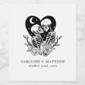 Liefhebbers Tot Dood Skeletten & Rozen Bruiloft Wijn Etiket (Enkel label)