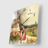 liefhebbers ~ Tribal Tipi en Beauful Foxes Teepee Vierkante Klok (Hoek)