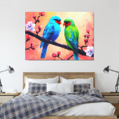 Liefhebbers tussen bloesems canvas afdruk (Insitu (Slaapkamer))