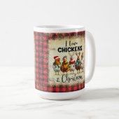 Liefhebbers van Christmas Chickens Buffalo Plaid M Koffiemok (Voorkant rechts)