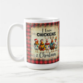 Liefhebbers van Christmas Chickens Buffalo Plaid M Koffiemok