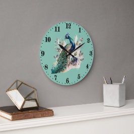 liefhebbers van een schattige pauw grote klok