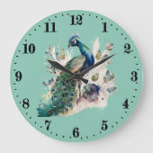 liefhebbers van een schattige pauw grote klok (Voorkant)