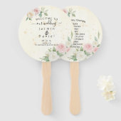 Liefhebbers van het Pink and White Rose Dusky Bloo Handwaaier (Voorkant en achterkant)