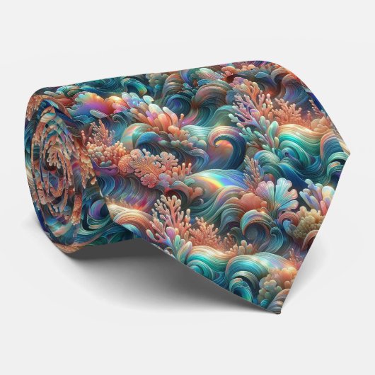 Liefhebbers van het strand Tie | Holografisch Ocea Stropdas (Opgerold)