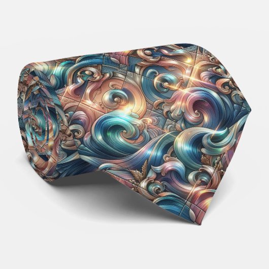 Liefhebbers van het strand Tie | Holografisch patr Stropdas (Opgerold)