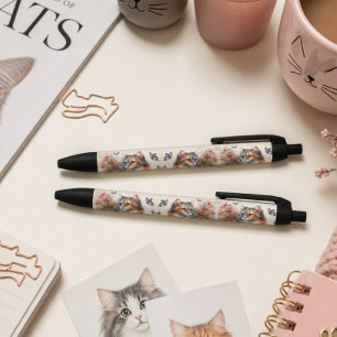 Liefhebbers van Katten Caleidoscoopkat Bloemenschr Zwarte Inkt Pen