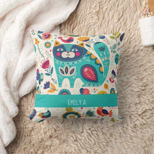 Liefhebbers van katten Scandinavische volkskunst b Kussen (Deken)