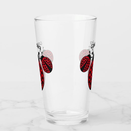 Liefhebbers van lieveheersbeestjes met jouw naam glas (Links)