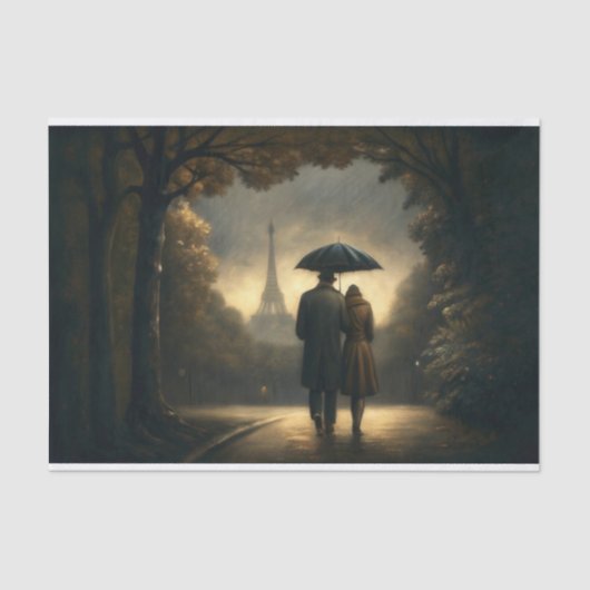 Liefhebbers van Parijs in de regendecoupage Tissuepapier (Voorkant)