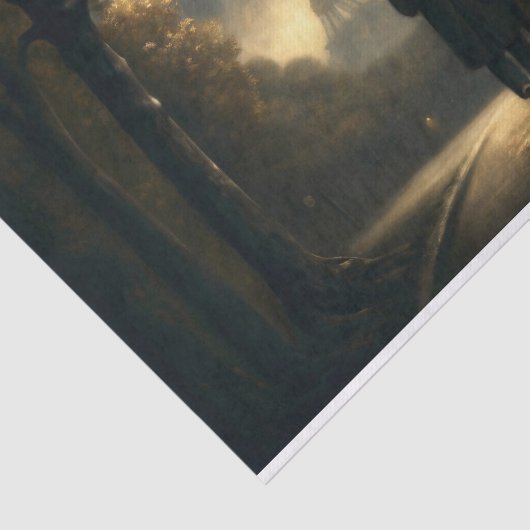 Liefhebbers van Parijs in de regendecoupage Tissuepapier (Detail)