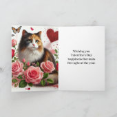 Liefhebbers van Pink Roses en Calico Cat Valentijn Kaart (Binnen)