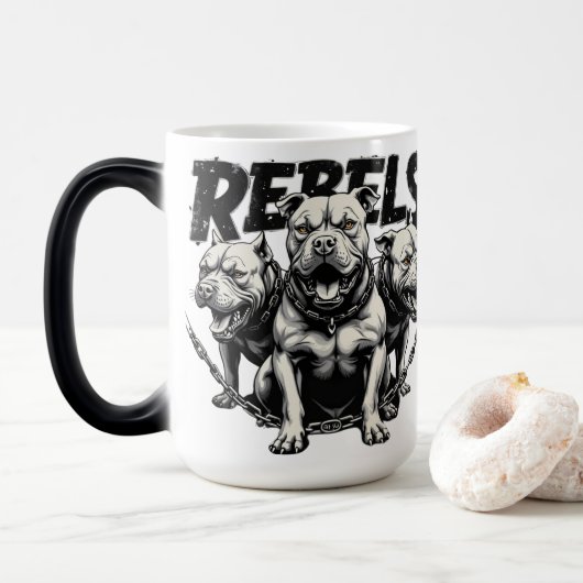 Liefhebbers van Rebels-Pitt Bull Magische Mok (Met donut)