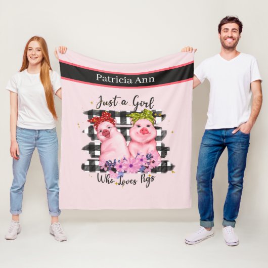 liefhebbers van schattige varkens noemen hun naam fleece deken (In situ)