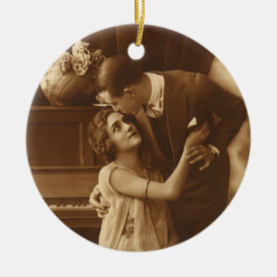 Liefhebbers van vintage, liefde romantische muziek keramisch ornament