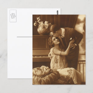 Liefhebbers van Vintage,  Romantische Muziekliefhe Briefkaart