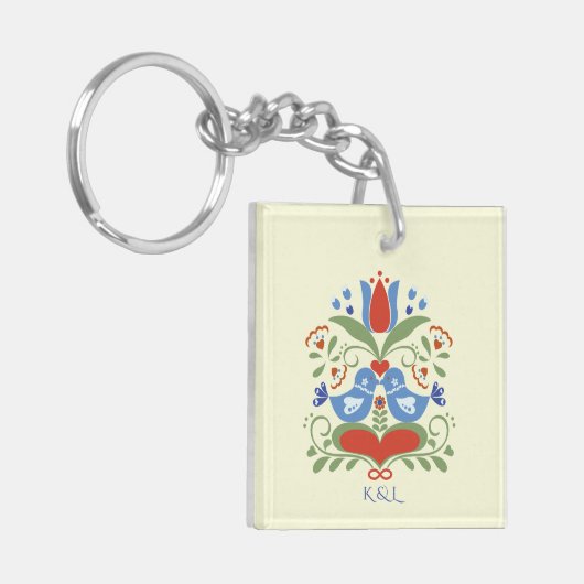 Liefhebbers van vogels en bloesems sleutelhanger (Voorkant Links)