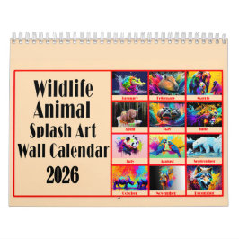 Liefhebbers van wilde dieren Kleurrijke spatkunst Kalender