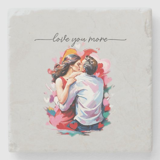 liefhebbers Zachte Kerstkaart Stenen Onderzetter (Voorkant)